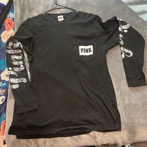 Victoria's Secret PINK long sleeve bling campus tee